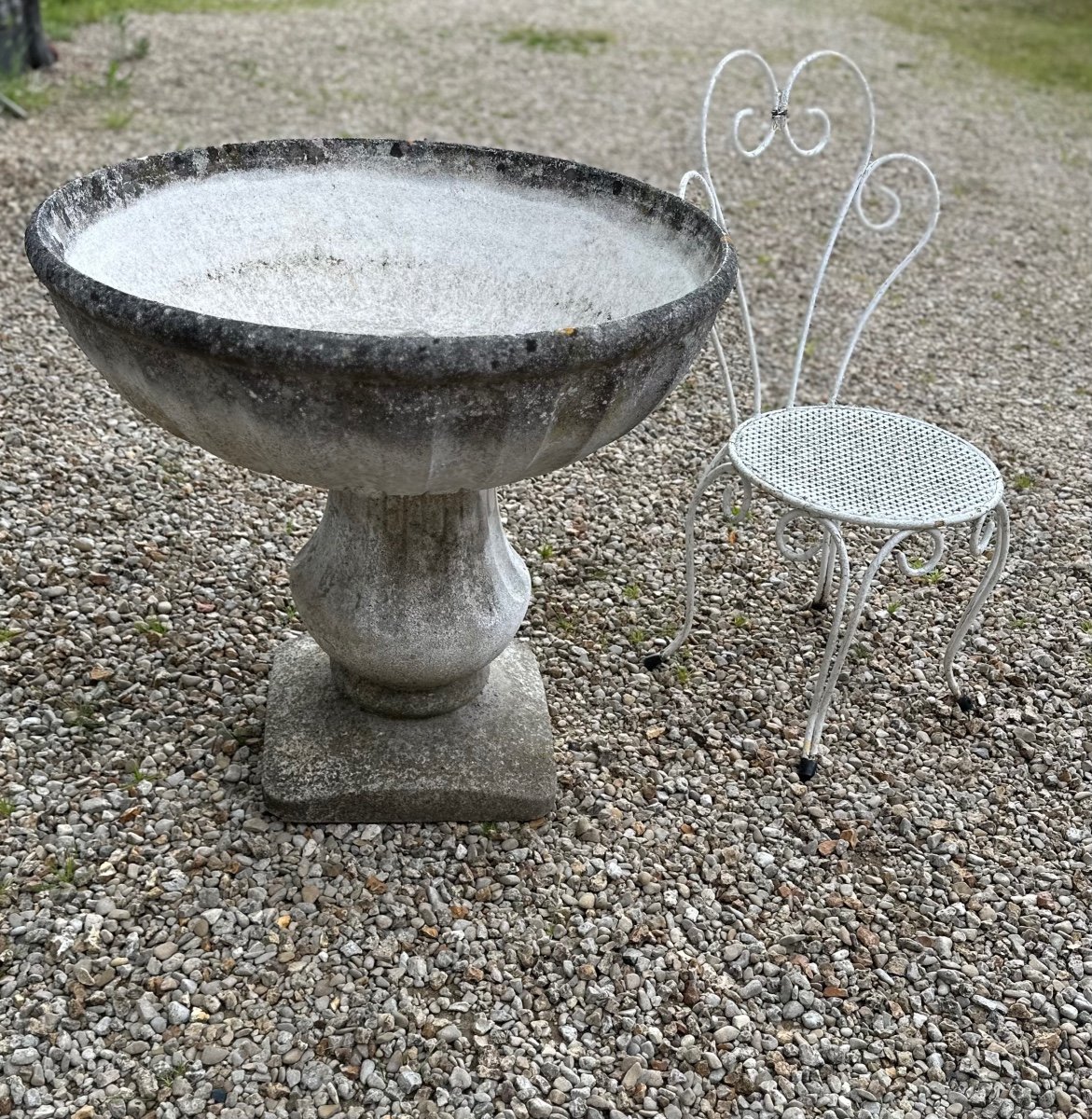 Vintage Cement Planter Basin 80's-photo-3