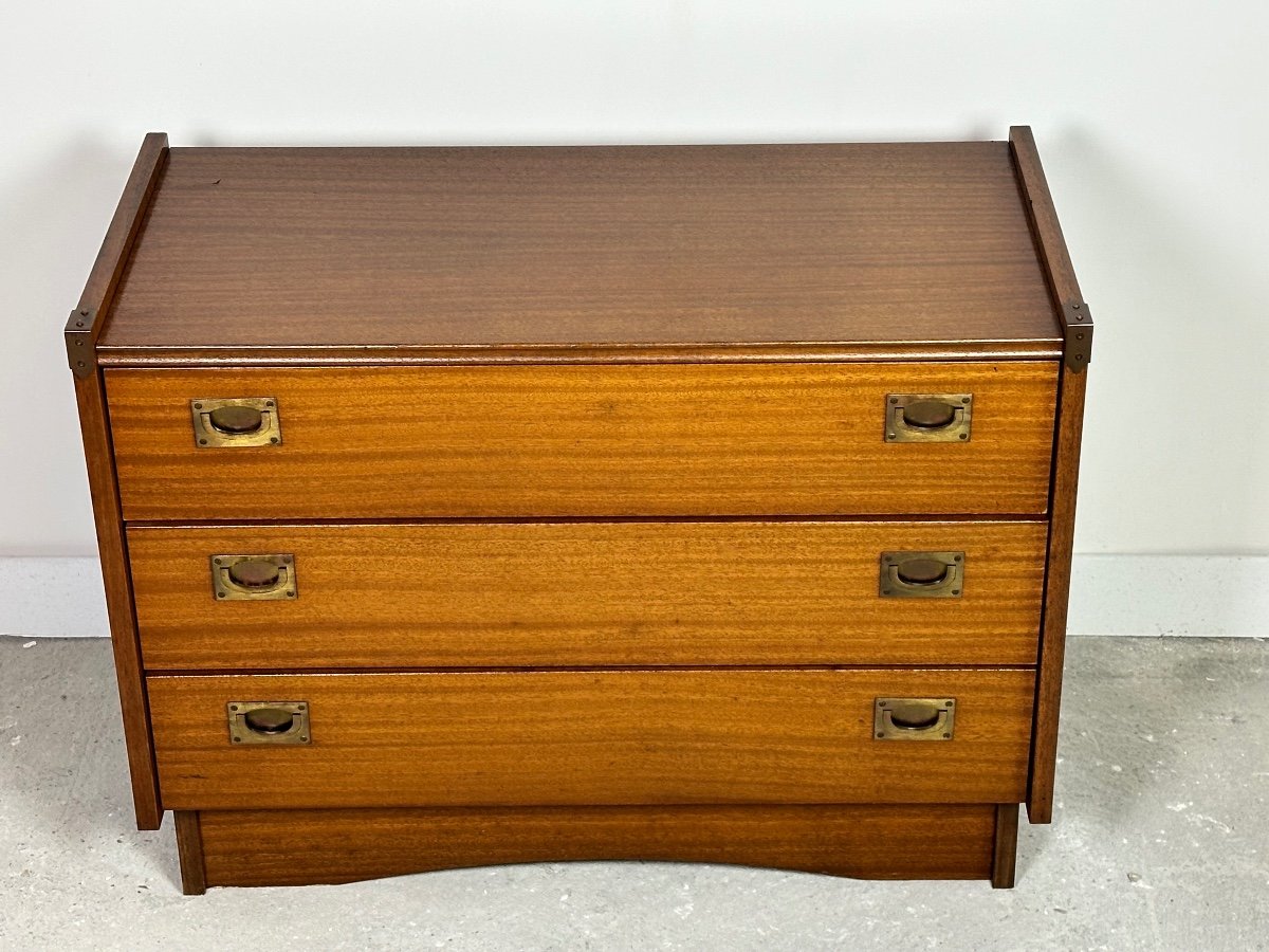Gautier France 1960 Teak Veneer Marine Chest Of Drawers-photo-4