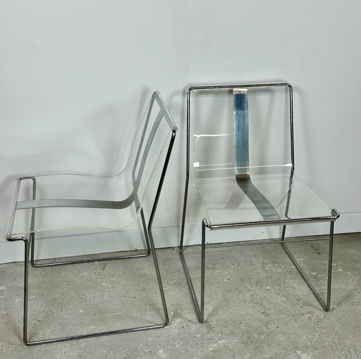 Chaises (série De 6) Filglass Par Jacques Charpentier 1971's-photo-2