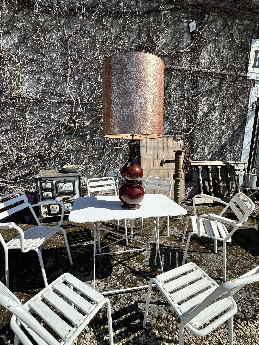 Vintage 70's Glazed Ceramic Lamp-photo-4
