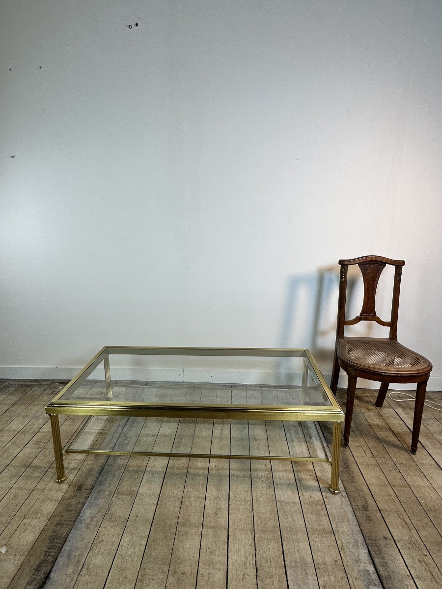 Table Basse Vintage En Laiton Doré 1970-photo-2