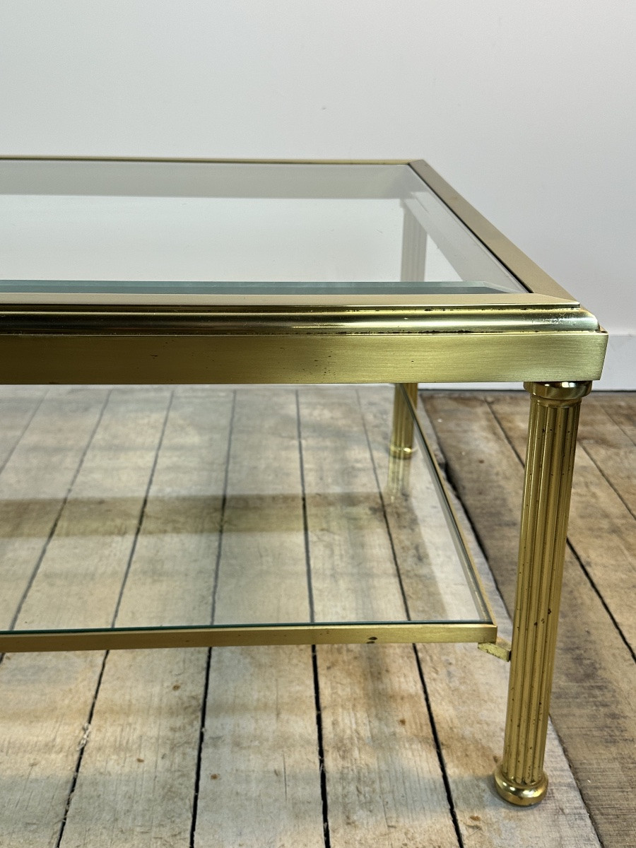 Table Basse Vintage En Laiton Doré 1970-photo-3