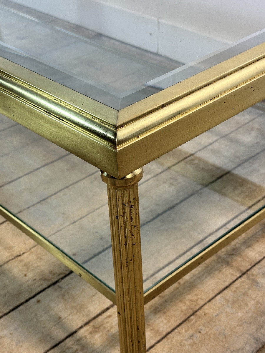 Table Basse Vintage En Laiton Doré 1970-photo-4