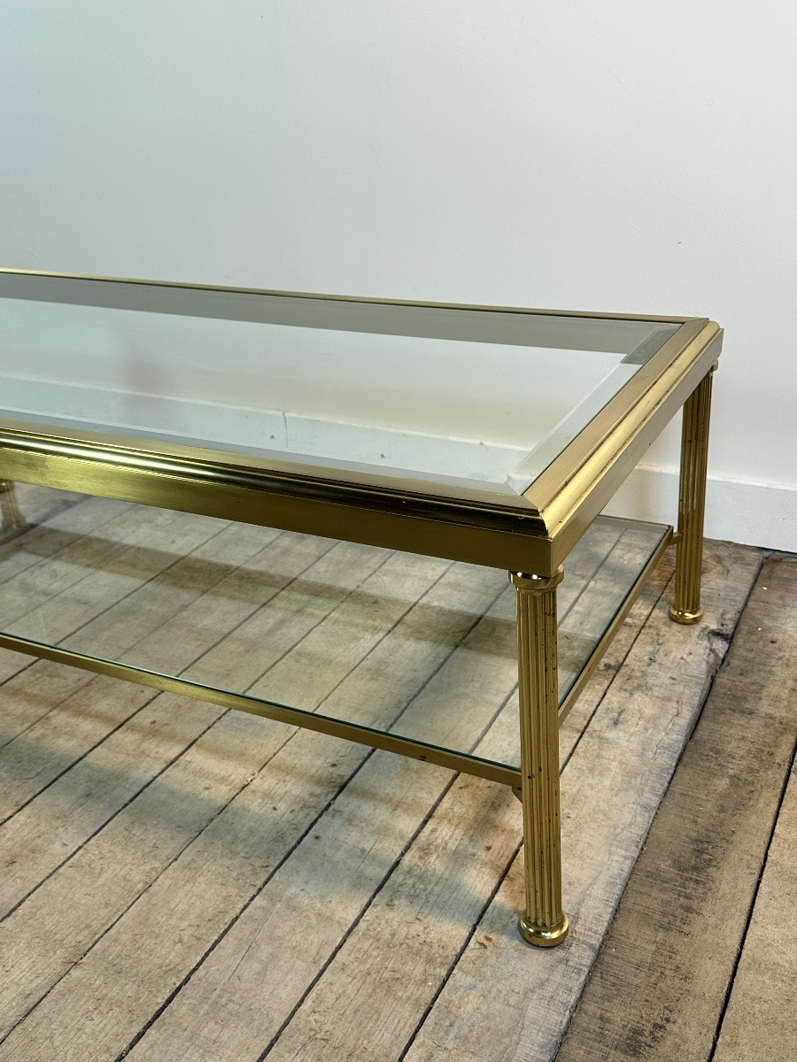 Table Basse Vintage En Laiton Doré 1970-photo-5