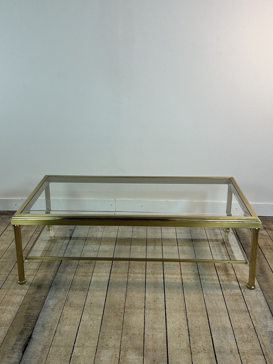 Table Basse Vintage En Laiton Doré 1970