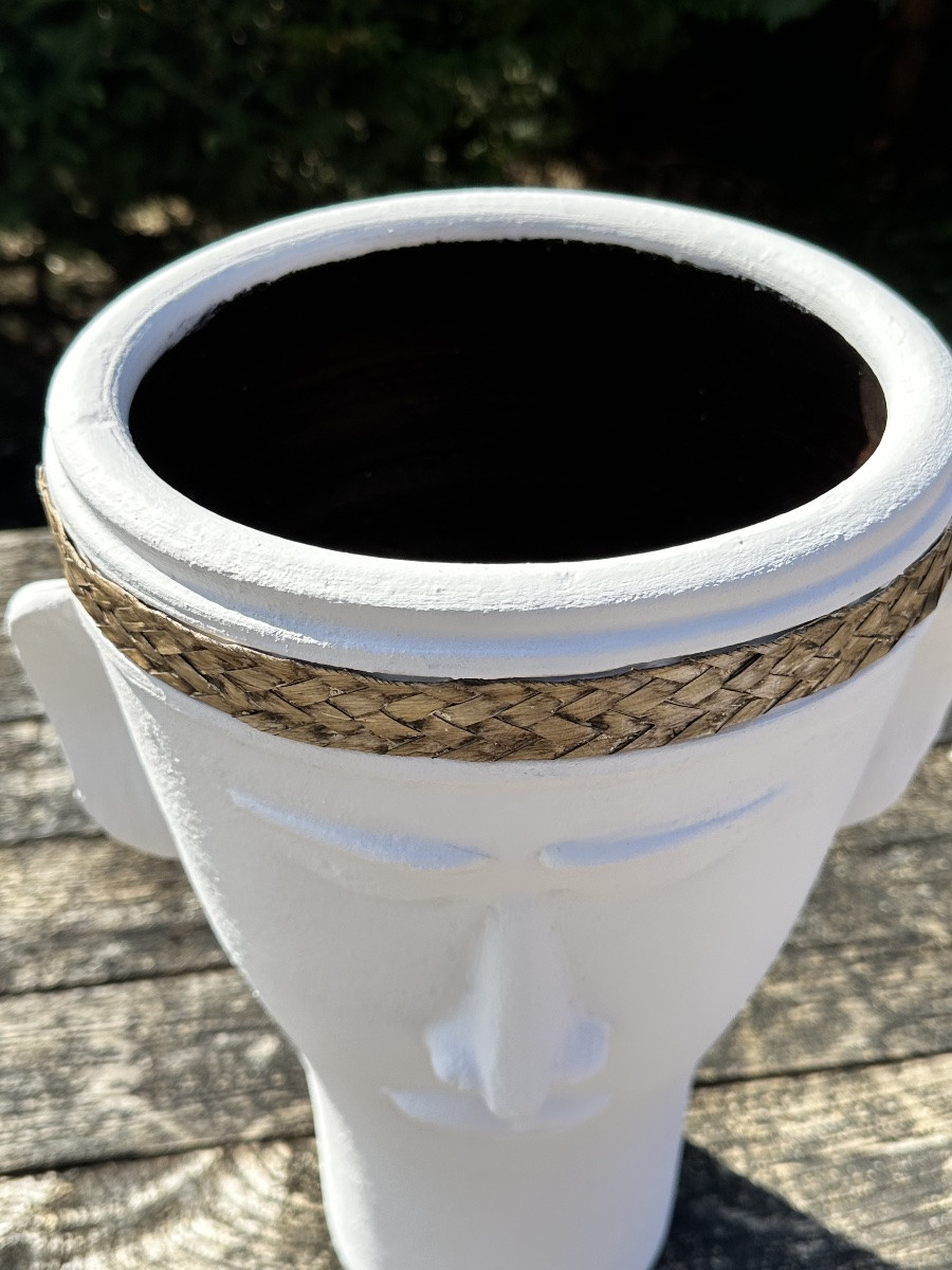 Vase Anthropomorphe Blanc Vintage 1970-photo-3