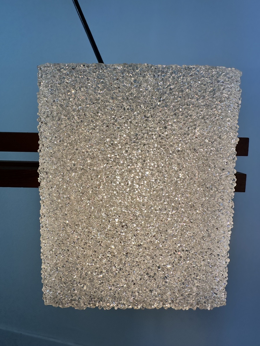 Lustre Scandinave En Teck Et Perspex Vintage 1960-photo-3