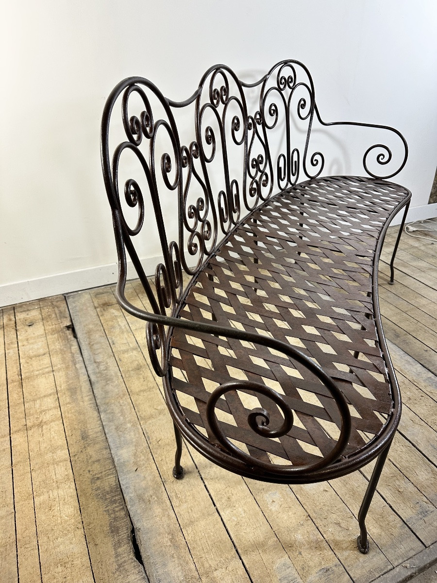 Wrought Iron Basket Bench-photo-2