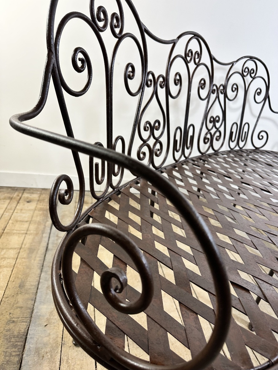 Wrought Iron Basket Bench-photo-3
