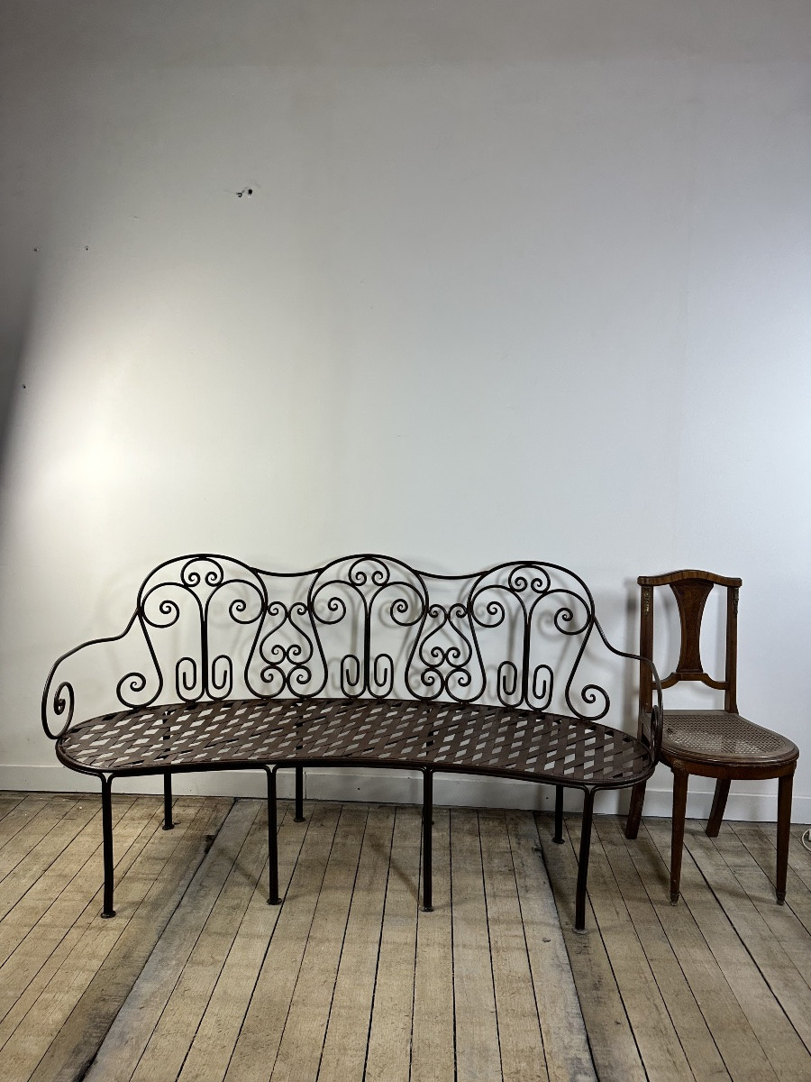 Wrought Iron Basket Bench-photo-4