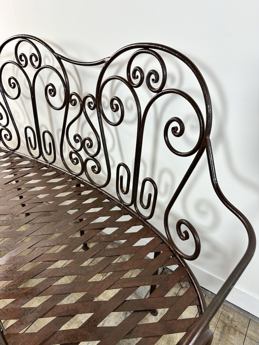 Wrought Iron Basket Bench-photo-5