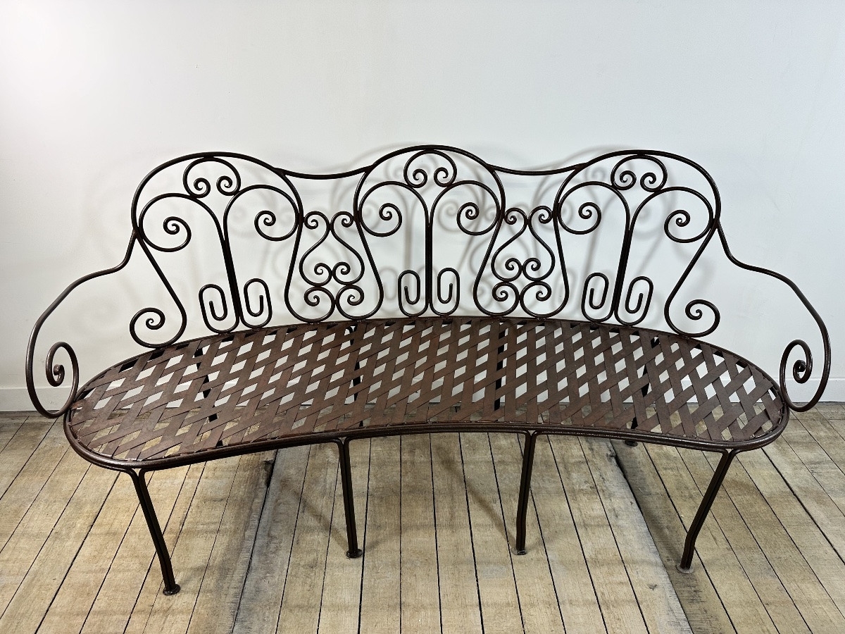 Wrought Iron Basket Bench-photo-7