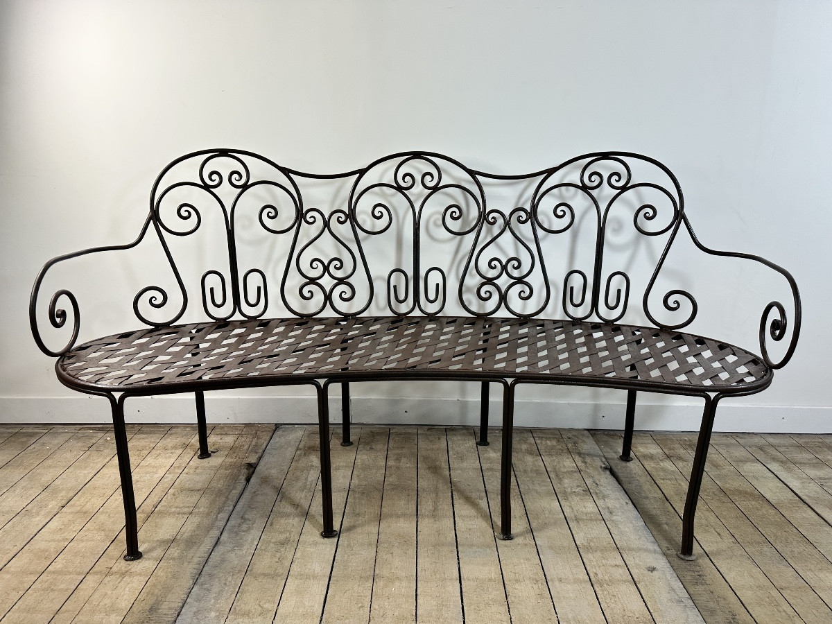 Wrought Iron Basket Bench