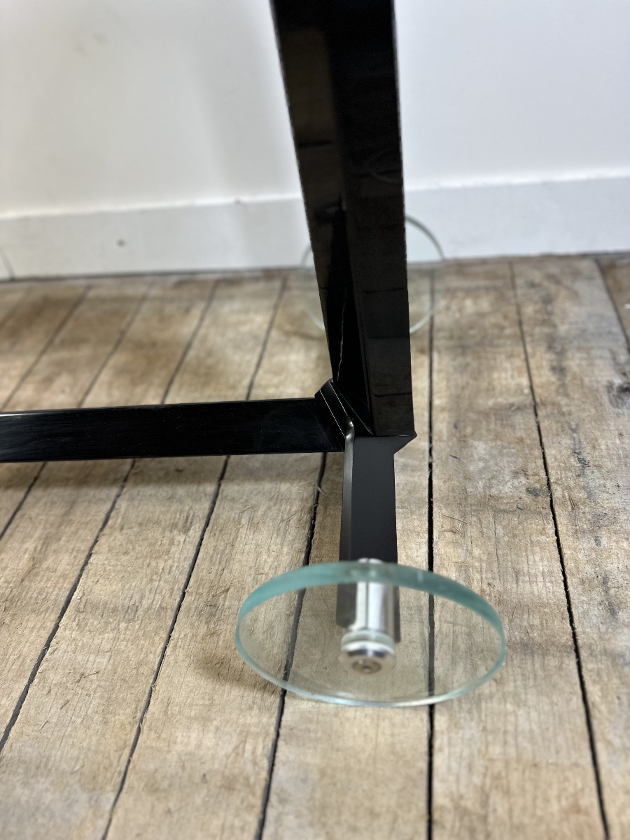 Vintage Side Table In Wood, Steel And Glass, Italy 1980s-photo-2