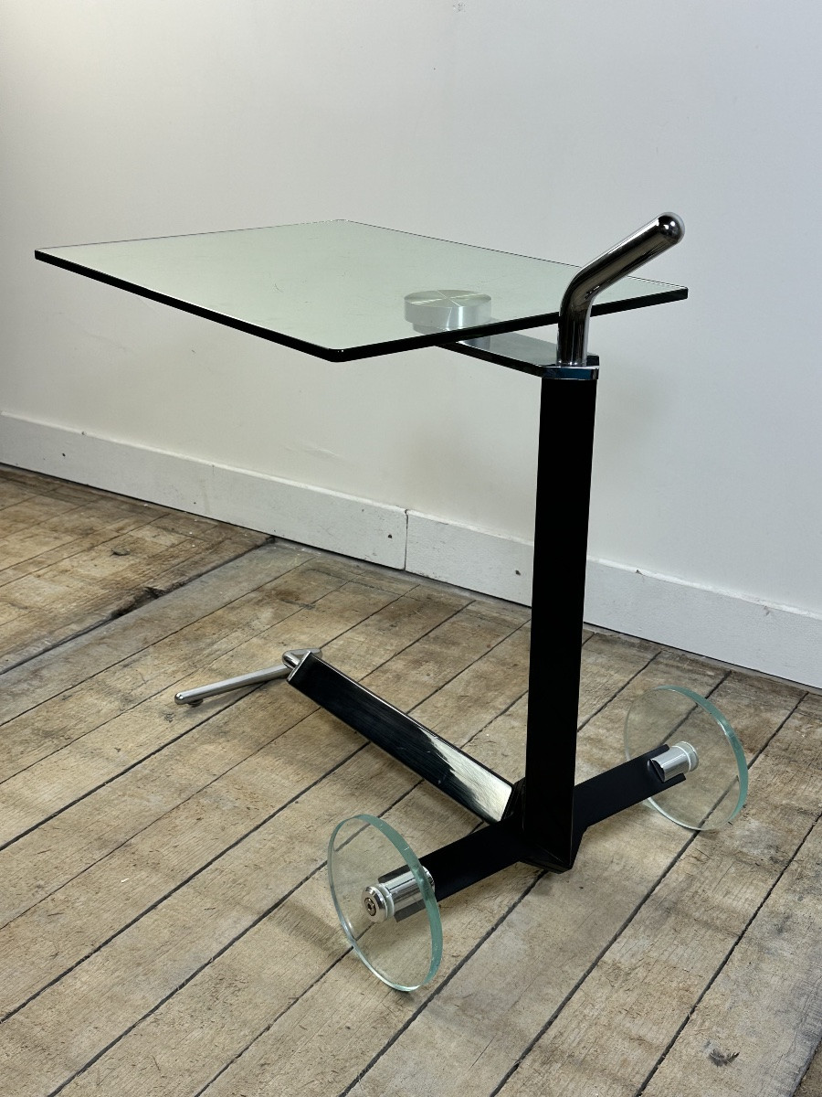 Vintage Side Table In Wood, Steel And Glass, Italy 1980s-photo-1