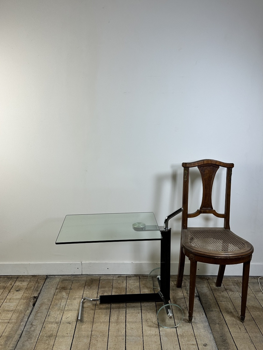 Vintage Side Table In Wood, Steel And Glass, Italy 1980s-photo-6