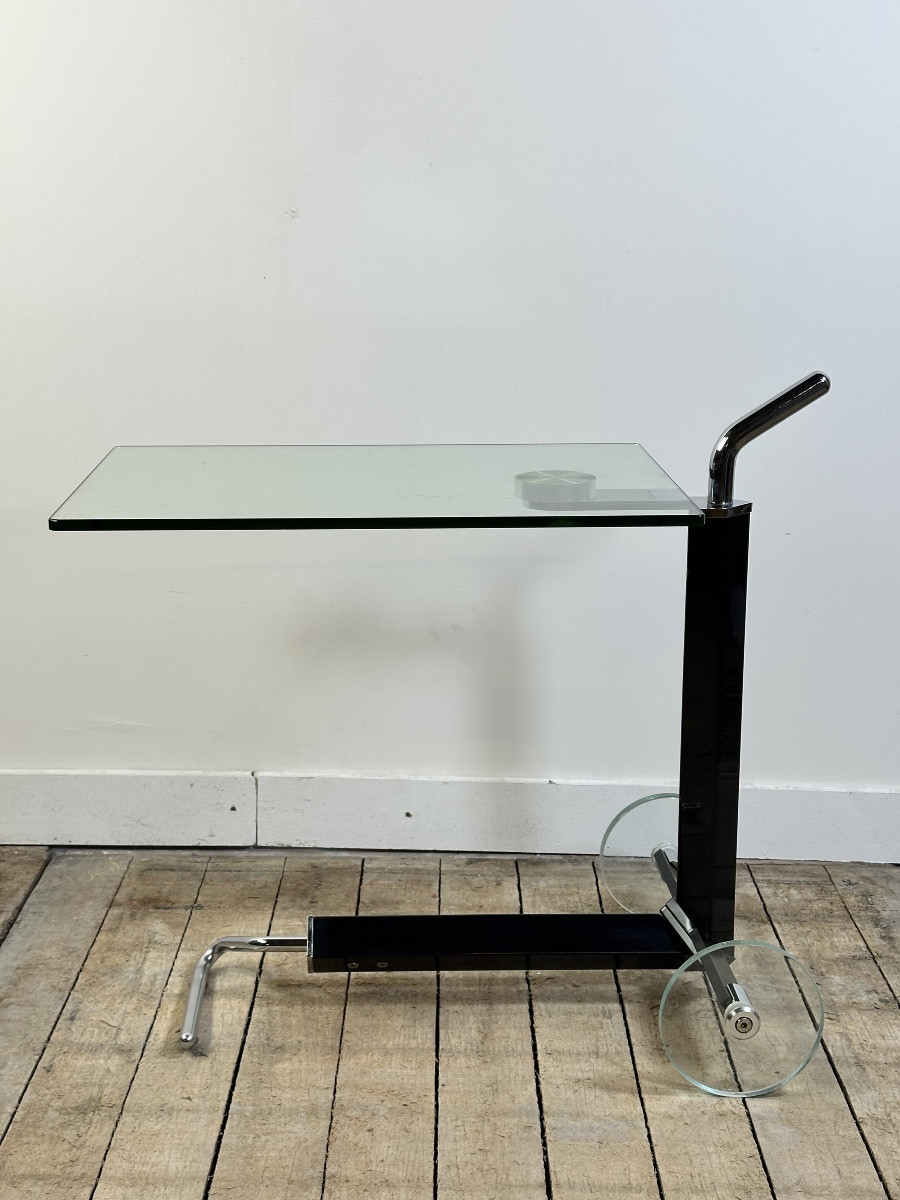Vintage Side Table In Wood, Steel And Glass, Italy 1980s