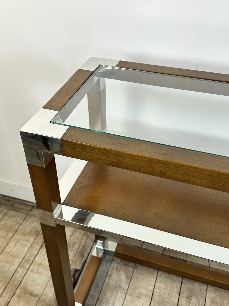 Console En Bois Et Alu Chromé-photo-3