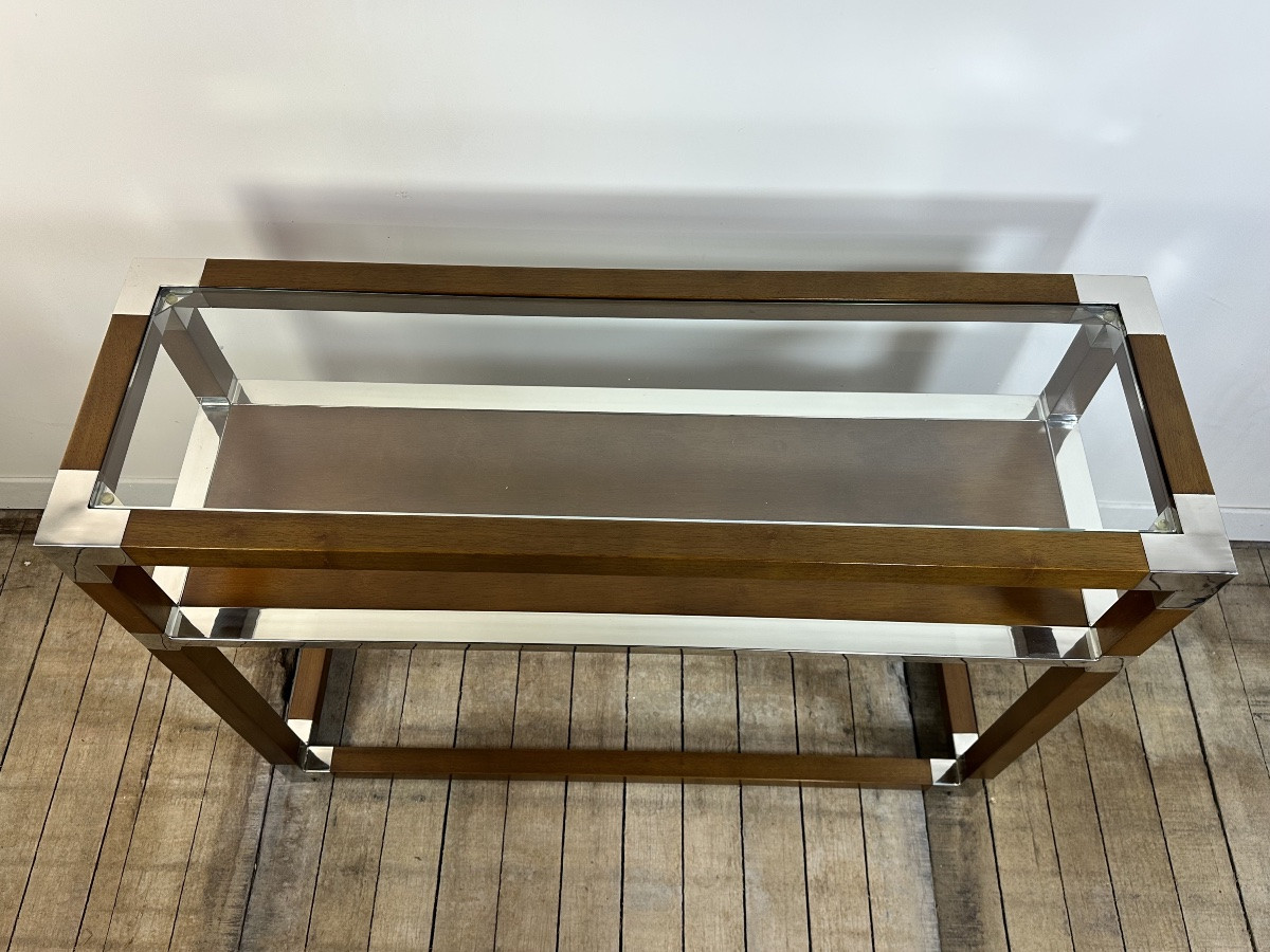 Console En Bois Et Alu Chromé-photo-4