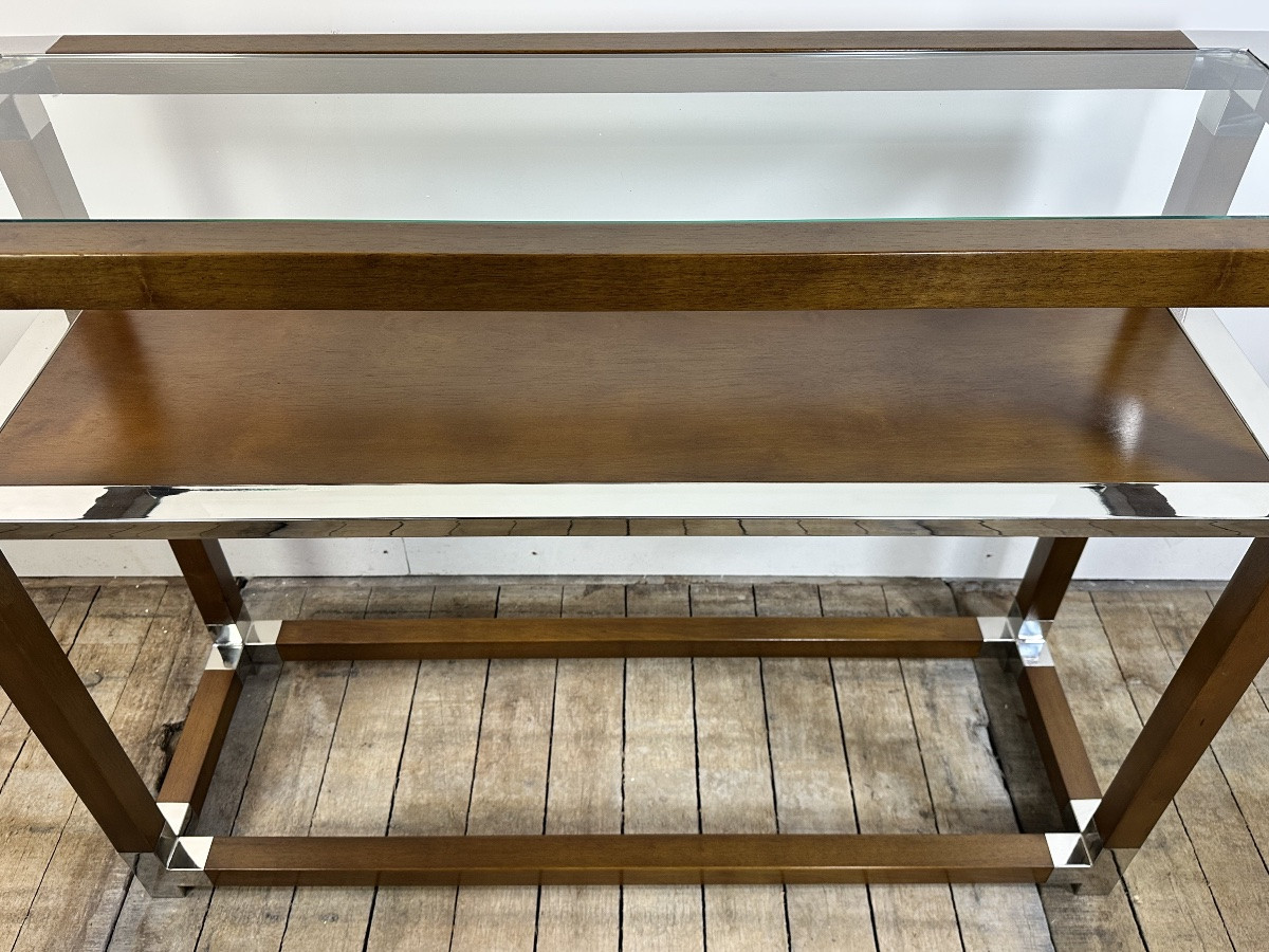 Console En Bois Et Alu Chromé-photo-1