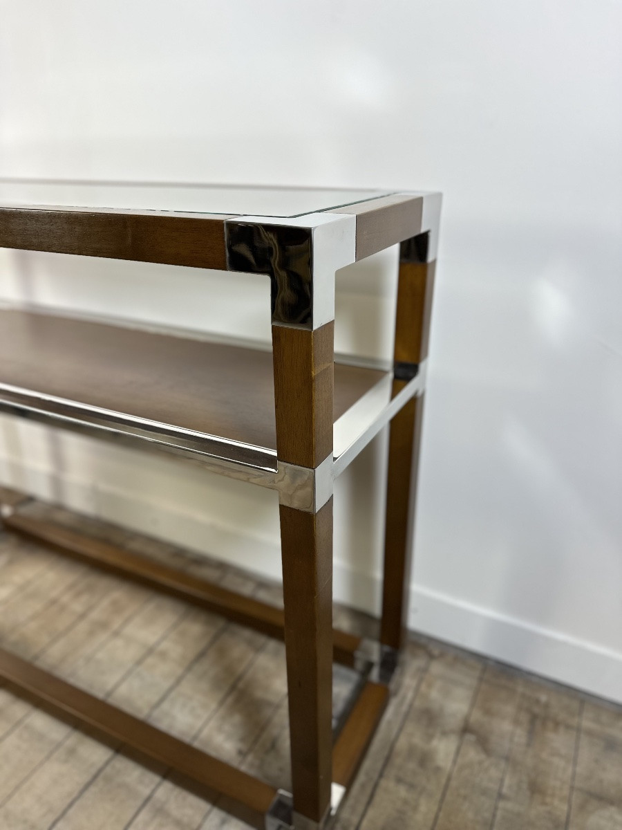 Console En Bois Et Alu Chromé-photo-2