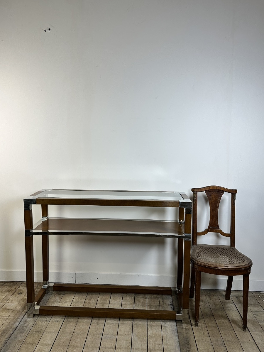 Console En Bois Et Alu Chromé-photo-6