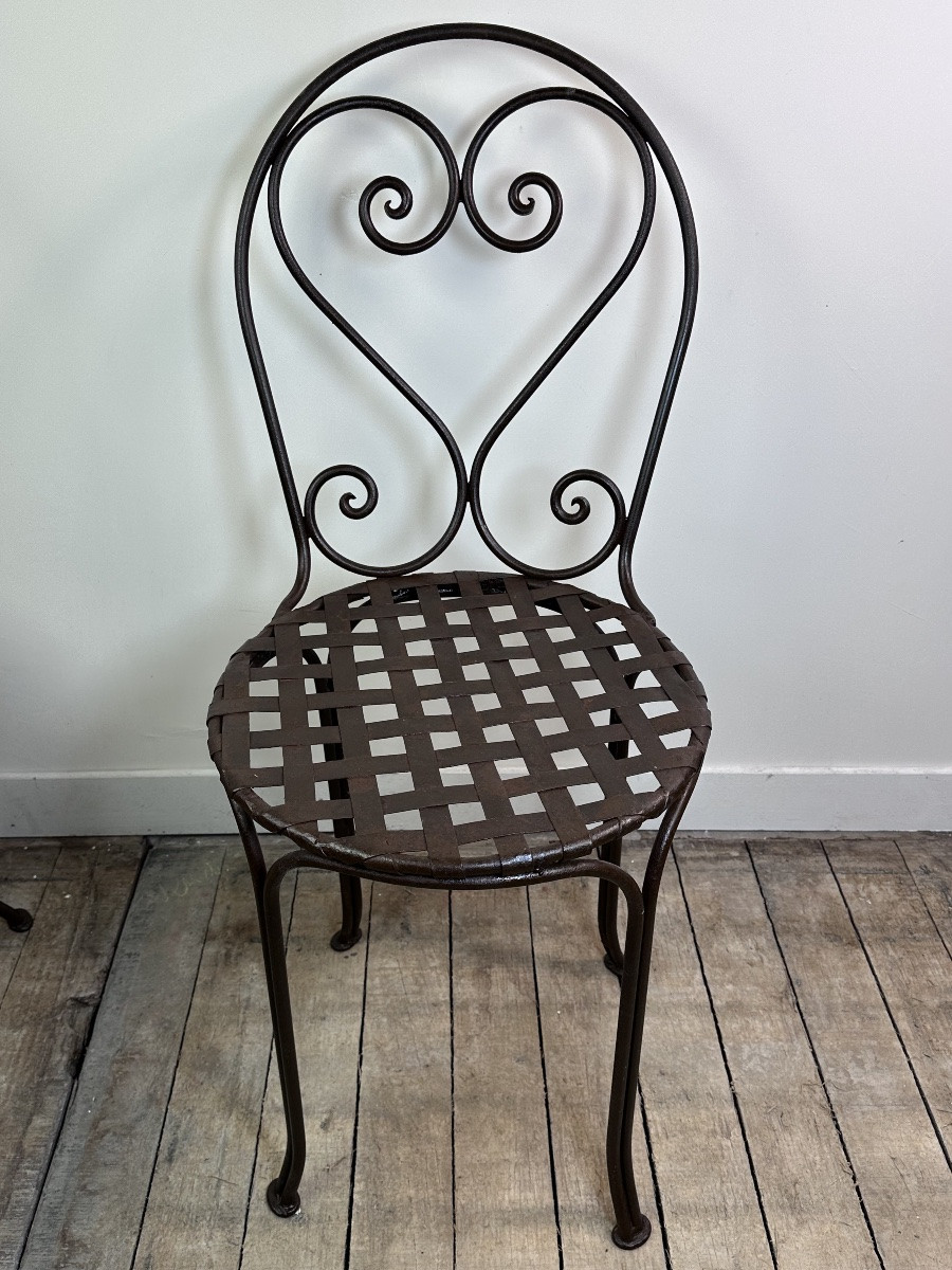 Antique Wrought Iron Chairs (set Of 5)-photo-4