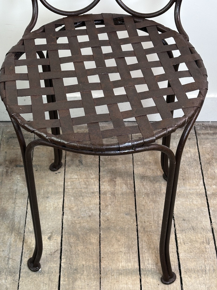 Antique Wrought Iron Chairs (set Of 5)-photo-4