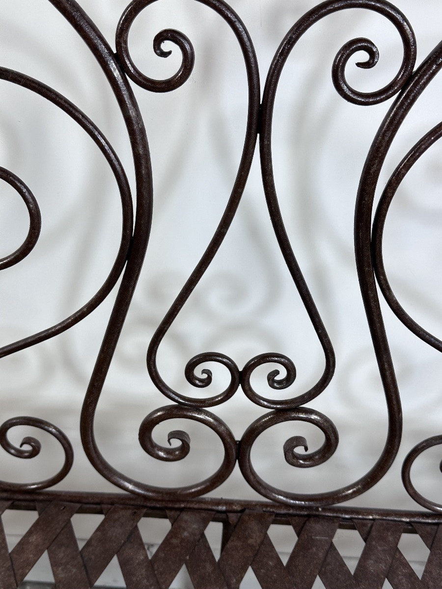 Antique Wrought Iron Bench-photo-4