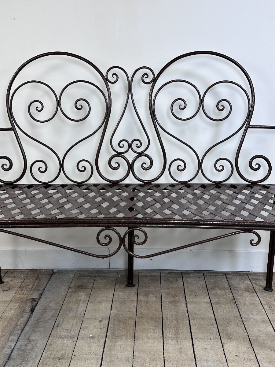 Antique Wrought Iron Bench-photo-1
