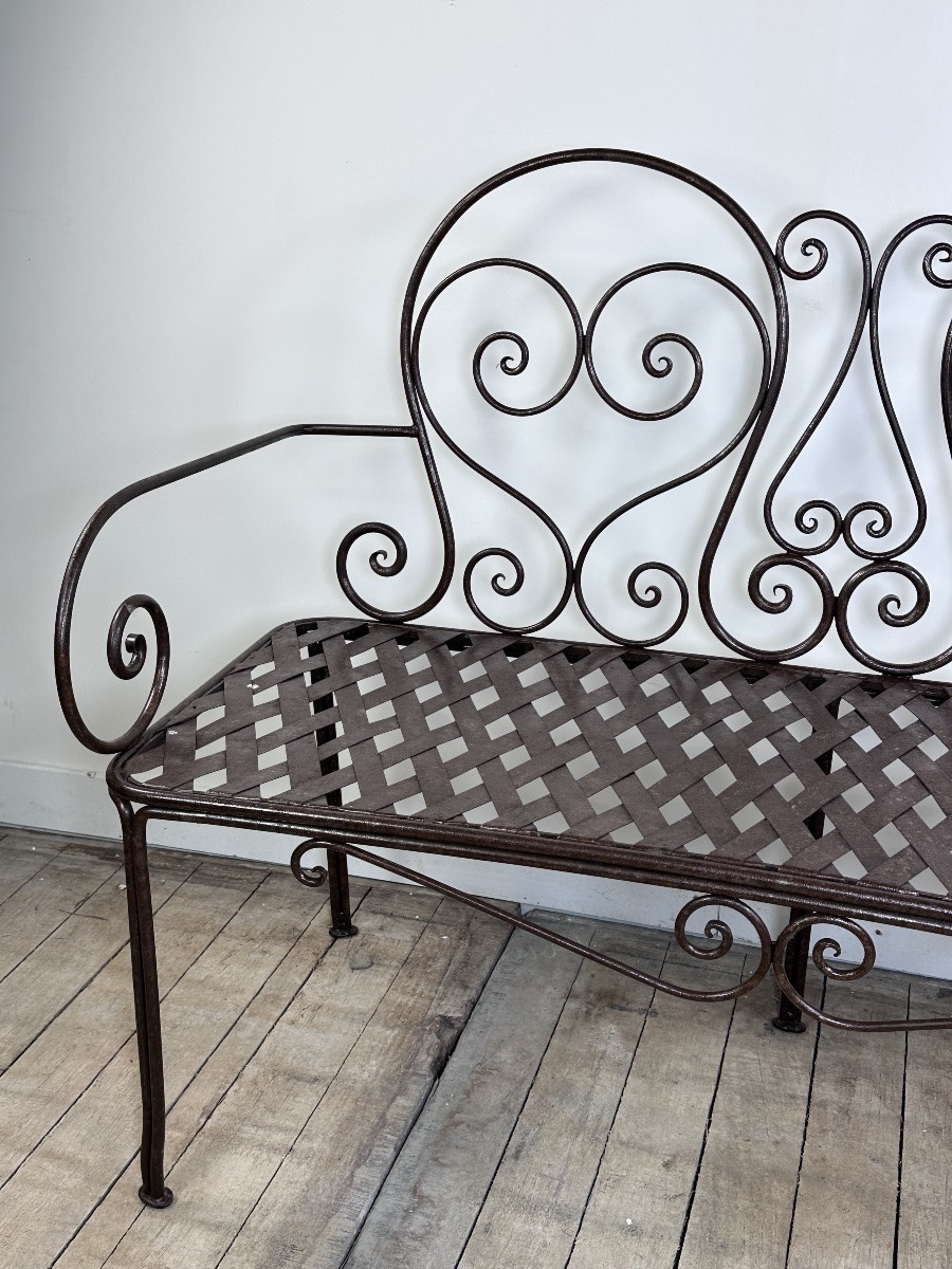 Antique Wrought Iron Bench-photo-2