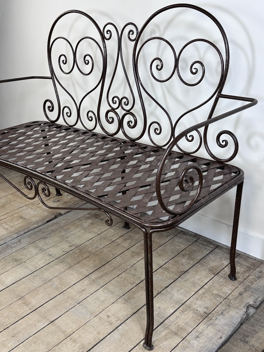 Antique Wrought Iron Bench-photo-4