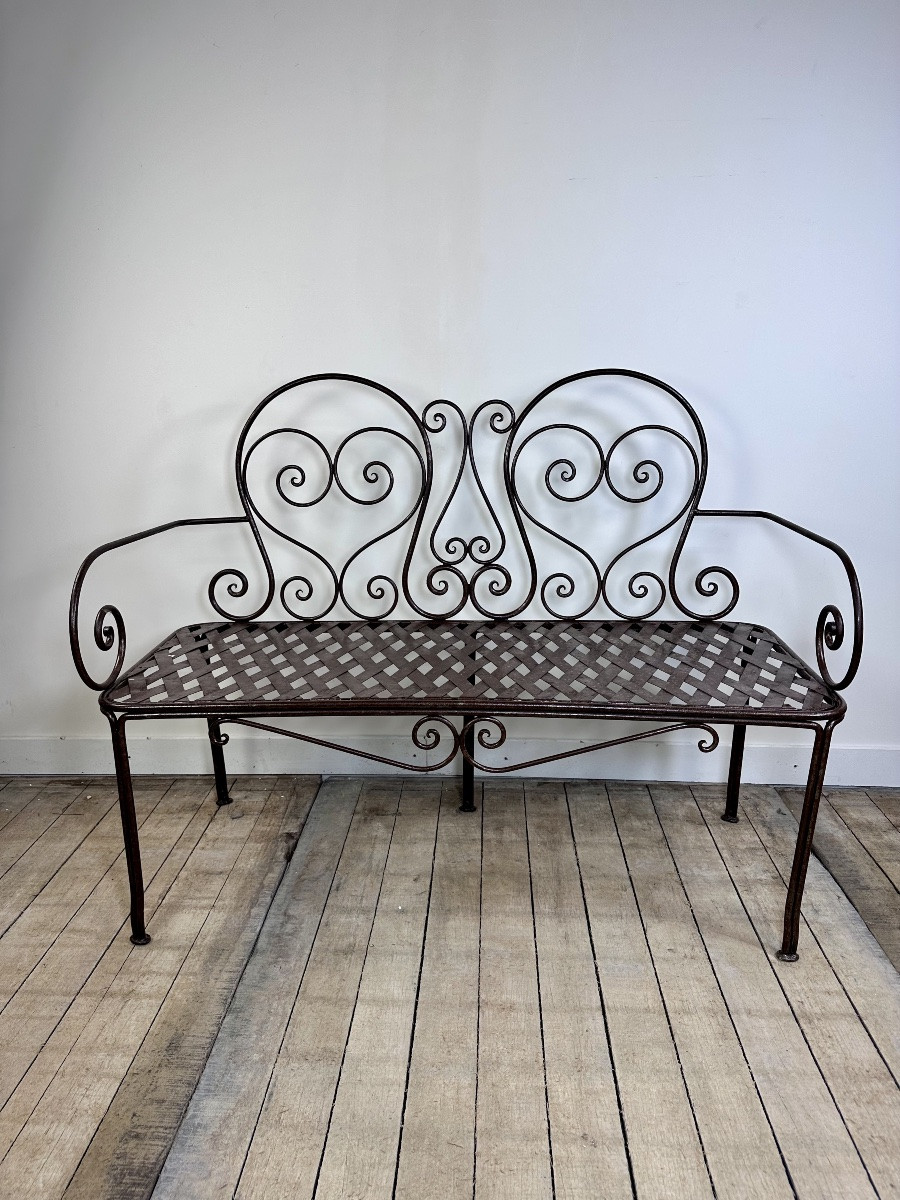Antique Wrought Iron Bench-photo-5