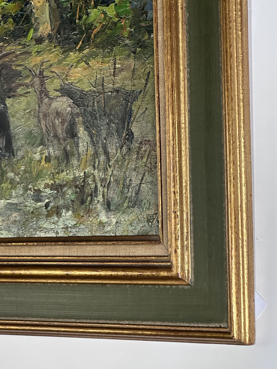 Peinture huile sur panneau "Scène provençale" par Georges Car-photo-2