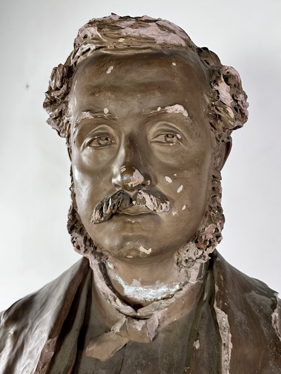 Buste en terre cuite gentilhomme époque Napoléon III signé Scoto-photo-2