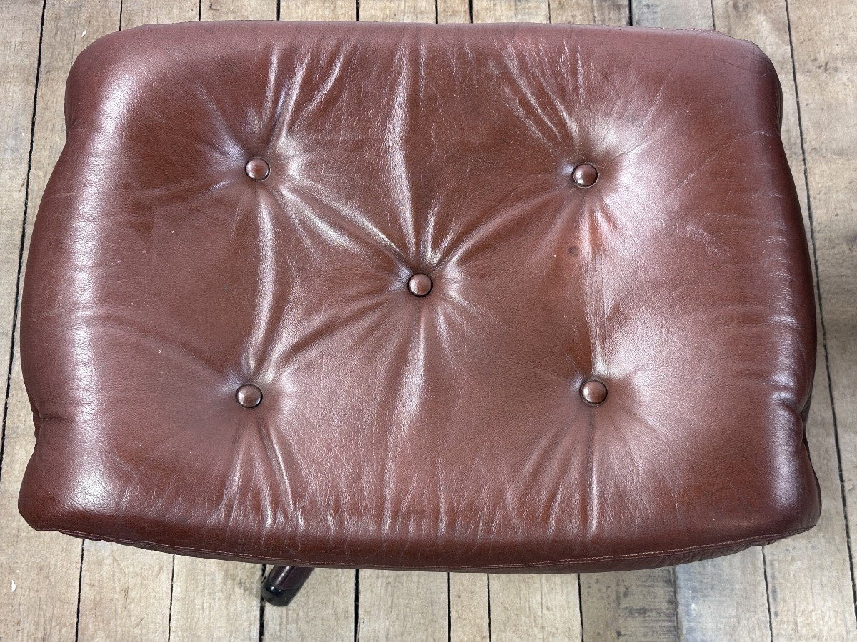 Fauteuil et son ottoman en cuir par GÖTE MÖBLER Suède 1960-photo-1