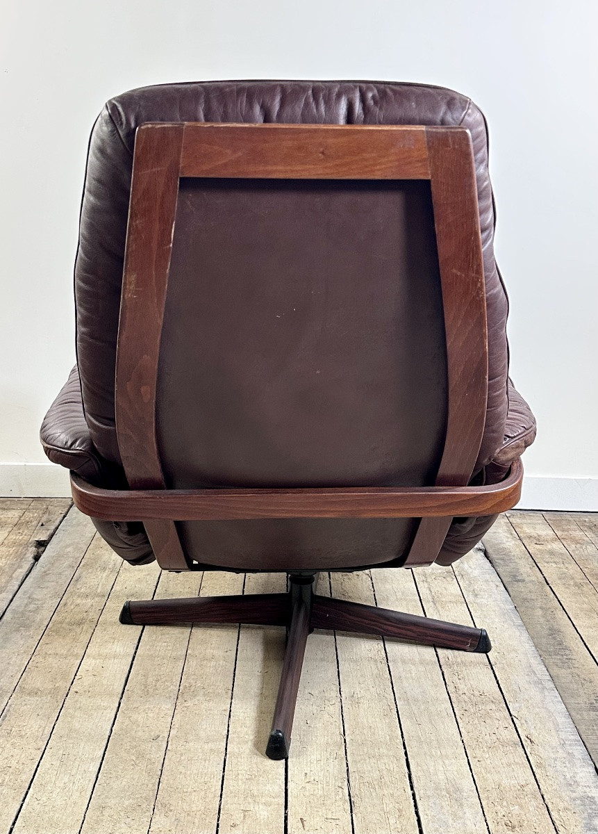 Fauteuil et son ottoman en cuir par GÖTE MÖBLER Suède 1960-photo-2