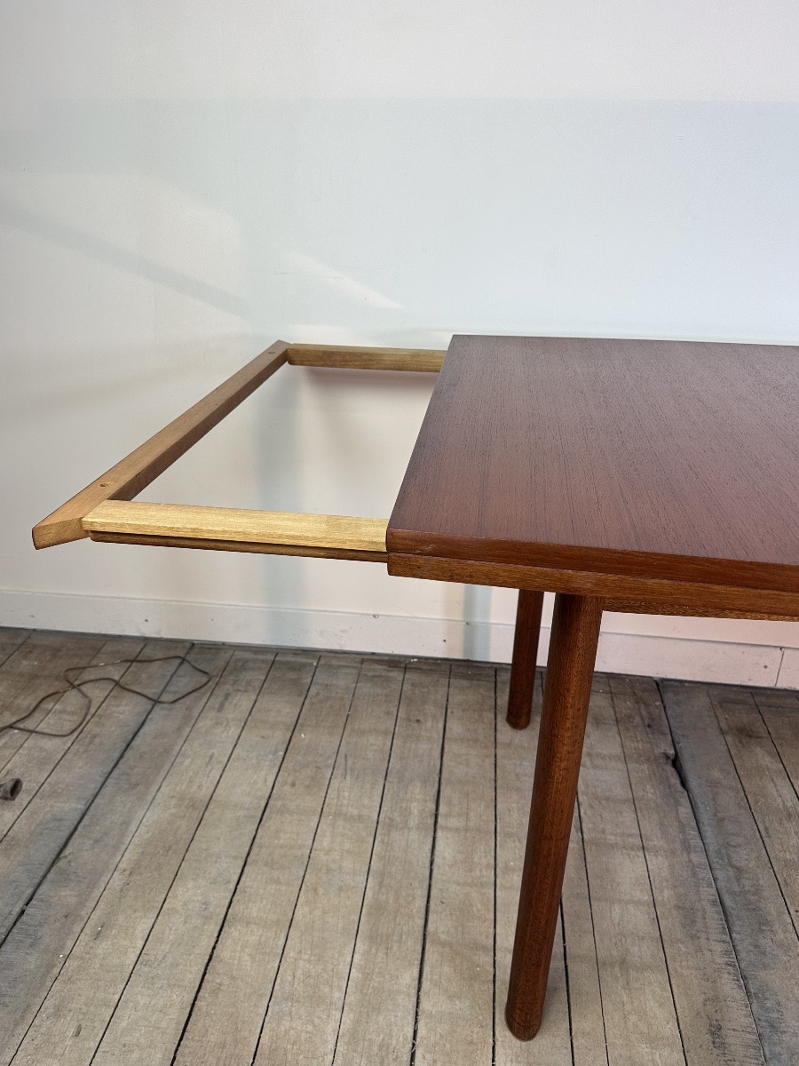Table a allonges de style scandinave en teck fabrication française 1960-photo-4