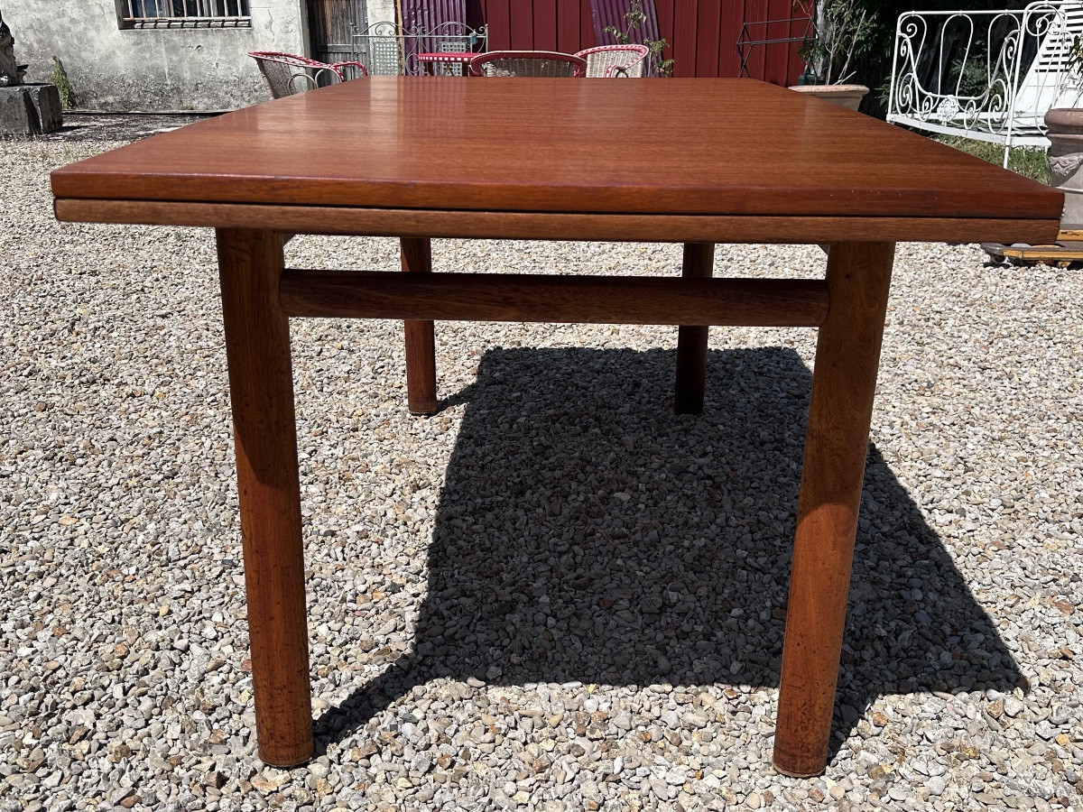 Table a allonges de style scandinave en teck fabrication française 1960-photo-6