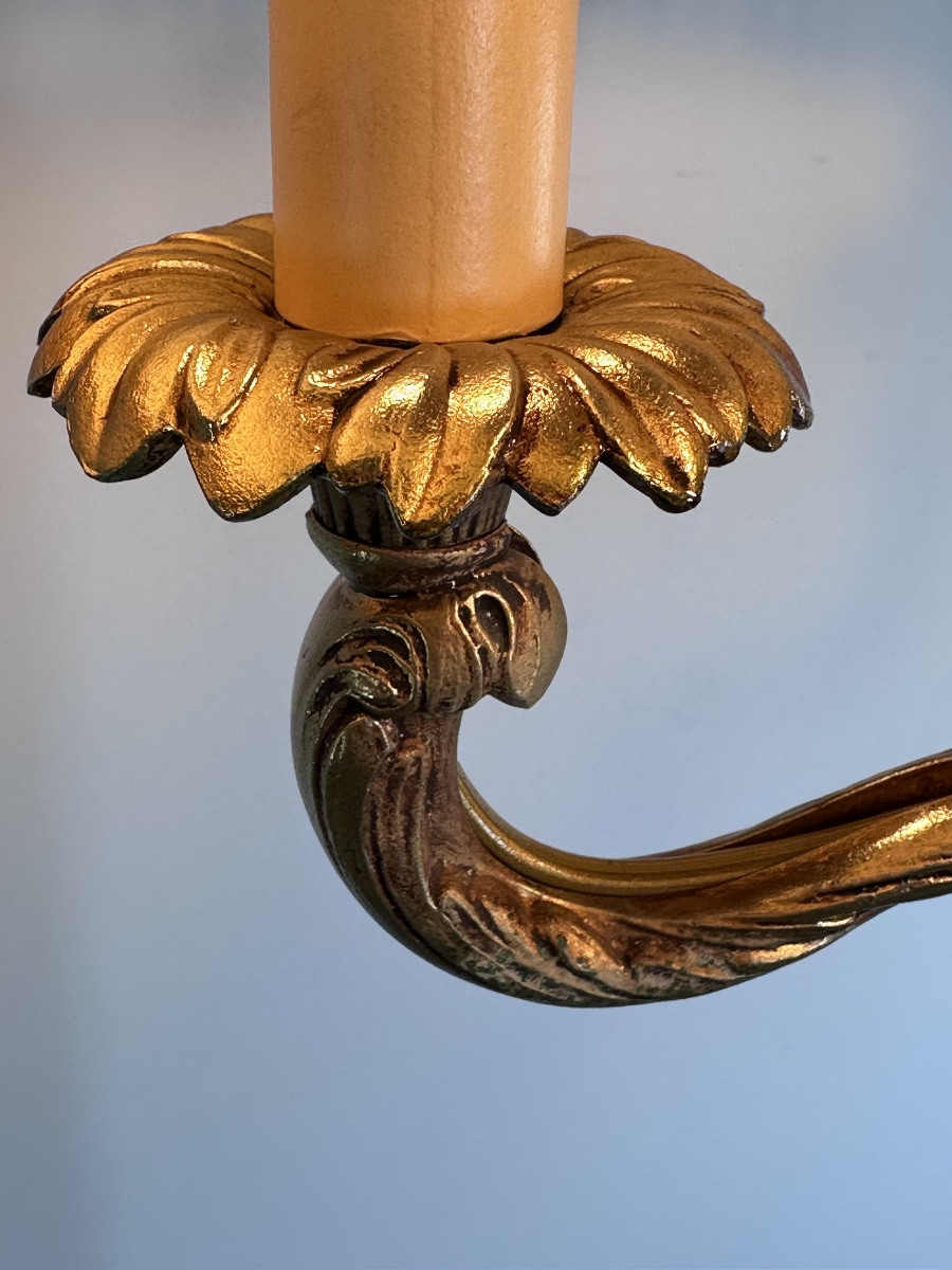 Louis XV Style Floor Lamp In Gilded Brass-photo-3