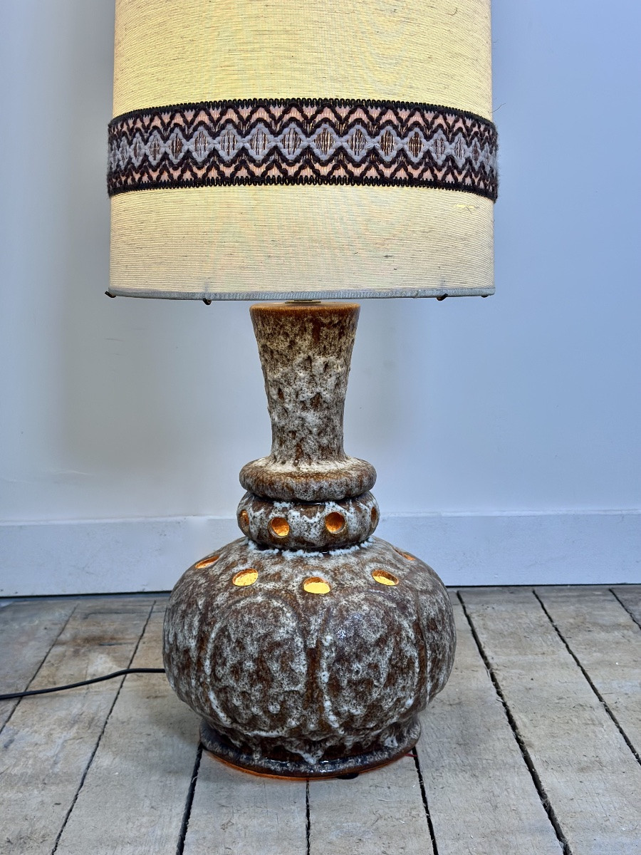 Lampe en céramique allemande vernissée vintage 70'S-photo-5