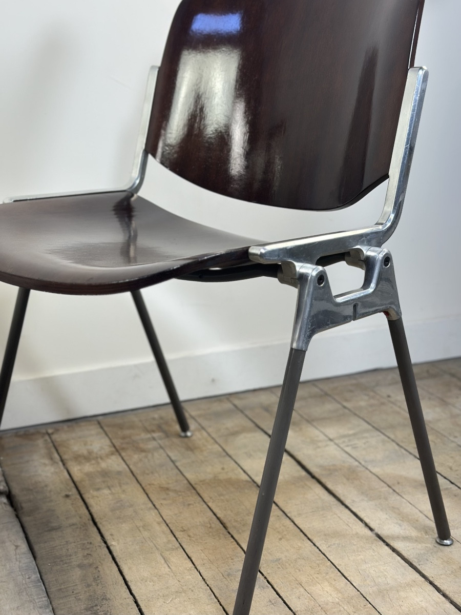Chaises (série de 8) en bois et alu de Giancarlo Piretti par CASTELLI 1970-photo-2