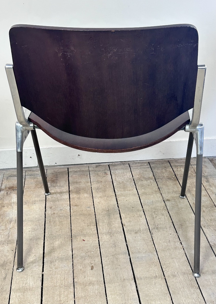 Chaises (série de 8) en bois et alu de Giancarlo Piretti par CASTELLI 1970-photo-3