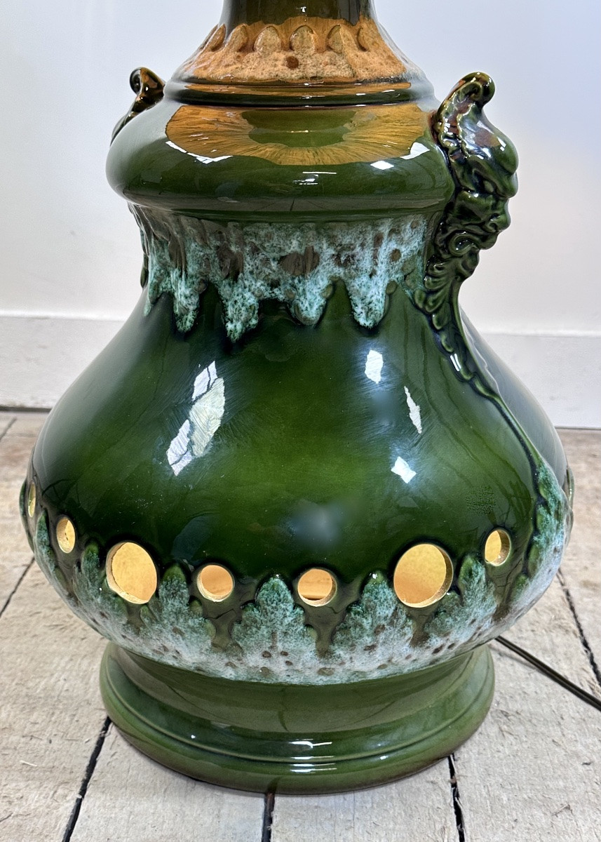 Vintage 1960s Shaded Green Ceramic Lamp-photo-4