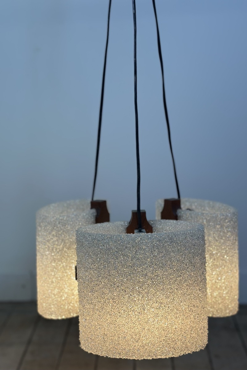 Lustre scandinave en teck et perspex vintage 1960-photo-4