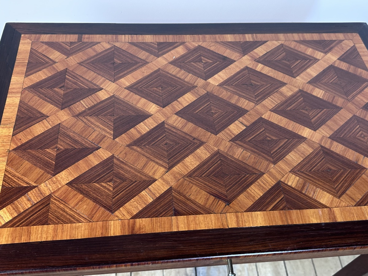 Table écritoire en marqueterie de cubes années 1900-photo-2