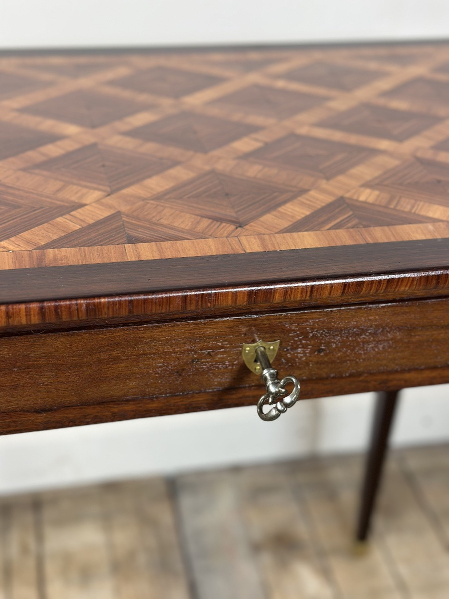 Table écritoire en marqueterie de cubes années 1900-photo-5