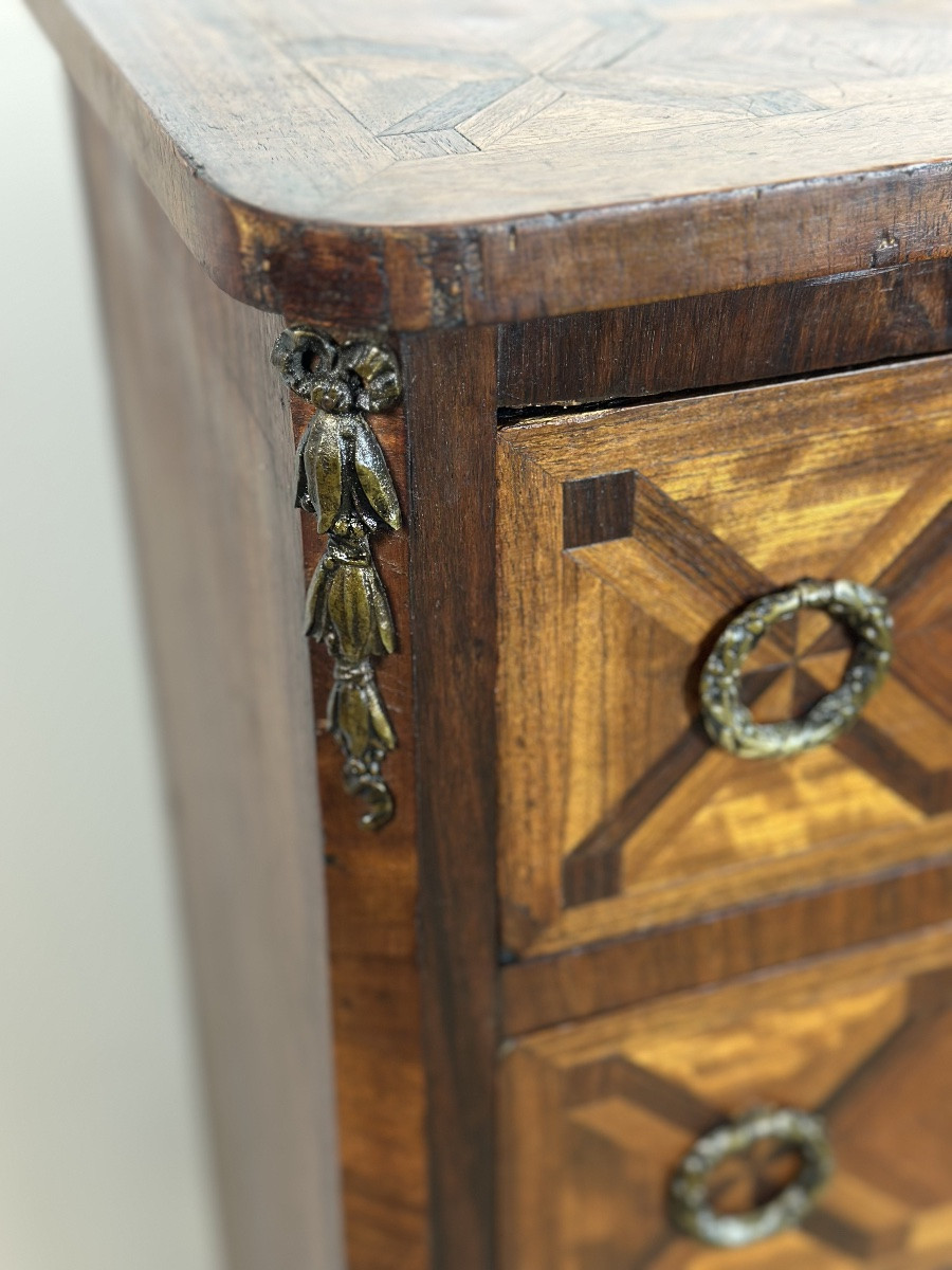 Chiffonnier /meuble de rangement de style Louis XV en marqueterie-photo-7