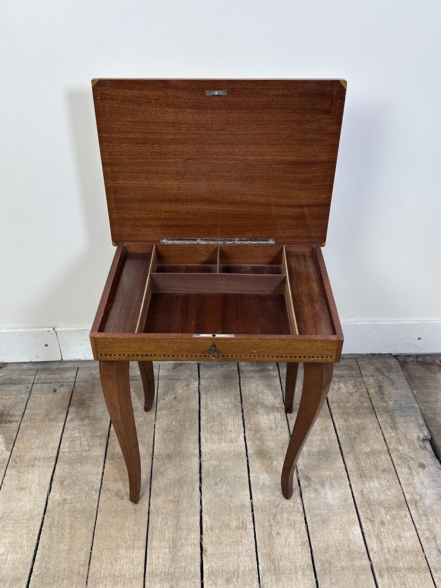 Table à rangement à musique en marqueterie-photo-3