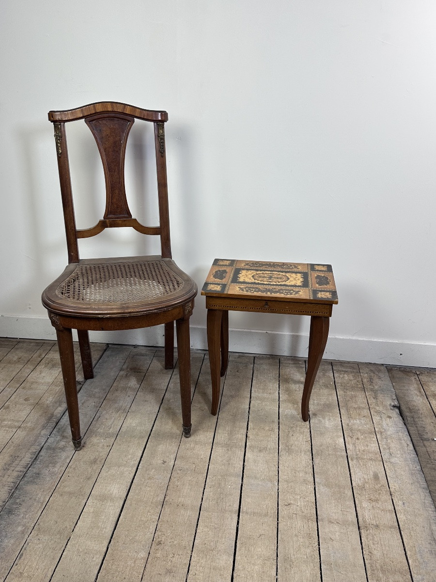 Table à rangement à musique en marqueterie-photo-3